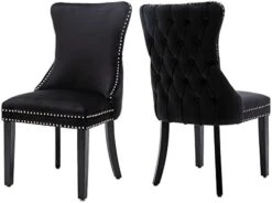 KCC Velvet Dining Chairs Set Of 4, Tufted Upholstered Wingback High-end Dining Kitchen Chair With Nailhead Solid Wood Legs, Contemporary Nikki Collection Modern Style, Beige -Best Furniture Store 31ZpBnx7zcL. AC