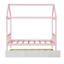 Harper & Bright Designs Twin House Bed With Trundle Bed, Wood Twin Size Daybed For Girls Boys,Kids Platform Bed Frame With Roof Twin Cabin Bed For Bedroom,Pink+White 18 Harper & Bright Designs Twin House Bed With Trundle Bed, Wood Twin Size Daybed For Girls Boys,Kids Platform Bed Frame With Roof Twin Cabin Bed For Bedroom,Pink+White -Best Furniture Store 31ao4SOTPhL