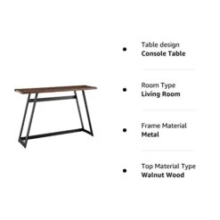 Walker Edison Anastiasia Urban Industrial Metal Wrap Entry Table, 46 Inch, Dark Walnut -Best Furniture Store 31arYy5MohL