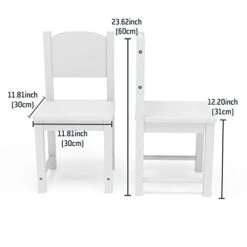 Timy Toddler Wooden Chair Pair, Kids Furniture For Eating, Reading, Playing 2 Pack (White) -Best Furniture Store 31atwDOMEUL