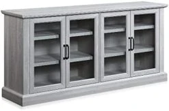 BELLEZE 70 Inch Sideboard Buffet Cabinet, Entertainment Center With Storage, Glass Display Cabinet With Adjustable Shelves Console Table Storage Cabinet For Living Room, Dining Room, Rustic Gray -Best Furniture Store 31b9lUpsVPL. AC