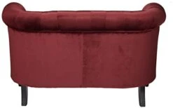 Great Deal Furniture Melaina Tufted Chesterfield Velvet Loveseat With Scrolled Arms, Garnet And Dark Brown -Best Furniture Store 31bS4X57GPL