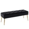 Button-Tufted Ottoman Bench, Upholstered Bedroom Benches Velvet Footrest Stool Accent Bench For Entryway Dining Room Living Room Bedroom End Of Bed, Black