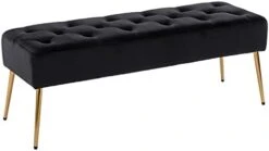 Button-Tufted Ottoman Bench, Upholstered Bedroom Benches Velvet Footrest Stool Accent Bench For Entryway Dining Room Living Room Bedroom End Of Bed, Black -Best Furniture Store 31beEOD4yRS. AC