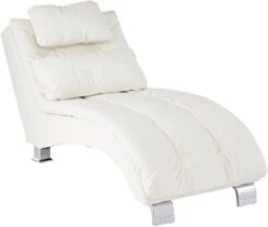 Coaster Furniture Dilleston Chaise White Faux Leather Polyurethane Chrome 550078