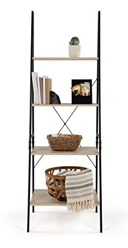 Humble Crew Bookcase 4-Tier 71" Tall Wood Ladder Shelf, Sandwashed Grey 1 Humble Crew Bookcase 4-Tier 71" Tall Wood Ladder Shelf, Sandwashed Grey