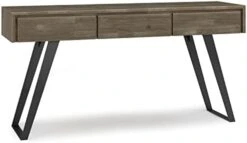 SIMPLIHOME Lowry Solid Acacia Wood And Metal 60 Inch Wide Console Table Inrial Console Sofa Table In Rustic Natural Aged Brown -Best Furniture Store 31c iIieQwL. AC