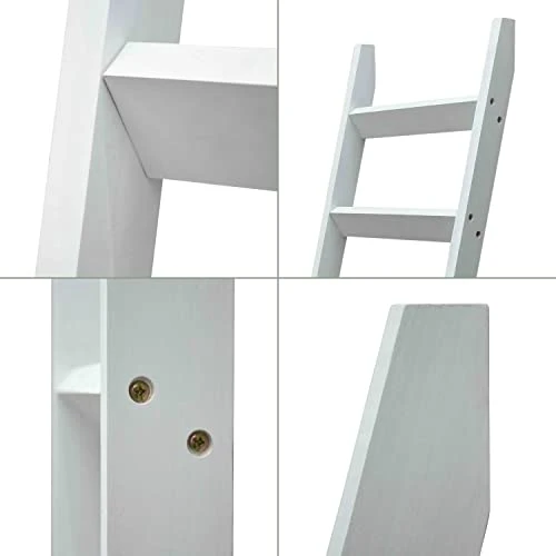 Blanket Ladder 5 Ft. Premium Wood Rustic Decorative Quilt Ladder. Pure White Vintage Wooden Decor. Blankets Holder Rack 3 Blanket Ladder 5 Ft. Premium Wood Rustic Decorative Quilt Ladder. Pure White Vintage Wooden Decor. Blankets Holder Rack - Image 3