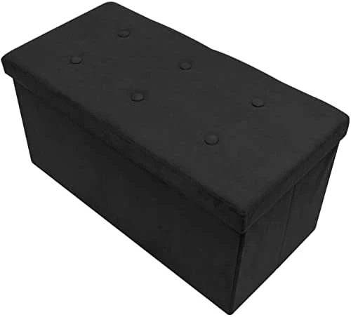 Sorbus Storage Ottoman Bench – Collapsible/Folding Bench Chest With Cover – Perfect Toy And Shoe Chest, Hope Chest, Pouffe Ottoman, Seat, Foot Rest, – Contemporary Faux Suede (Black) 4 Sorbus Storage Ottoman Bench – Collapsible/Folding Bench Chest With Cover – Perfect Toy And Shoe Chest, Hope Chest, Pouffe Ottoman, Seat, Foot Rest, – Contemporary Faux Suede (Black) - Image 4