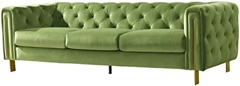 Acanva Collection Chesterfield Vintage Tufted Velvet Living Room Sofa, Couch, Mint Green 6 Acanva Collection Chesterfield Vintage Tufted Velvet Living Room Sofa, Couch, Mint Green - Image 6