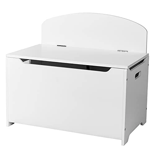 Wooden Toy Box And Storage Chest,Entryway Bench With 2 Safety Hinges,White Color 2 Wooden Toy Box And Storage Chest,Entryway Bench With 2 Safety Hinges,White Color - Image 2