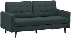 Amazon Brand – Rivet Cove Mid-Century Modern Tufted Leather Accent Chair, 32.7"W, Caramel -Best Furniture Store 31coNU2802L. AC