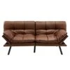 BDYLSF Convertible Futon Sofa Bed Memory Foam Couch Sleeper W/Adjustable Armrest Brown