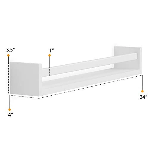 Wallniture Utah 24" Bookshelf For Kids Room Decor, White Floating Shelves For Kitchen, Bathroom Storage Set Of 2 6 Wallniture Utah 24" Bookshelf For Kids Room Decor, White Floating Shelves For Kitchen, Bathroom Storage Set Of 2 - Image 6