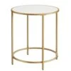 VASAGLE Round Side Table, End Table With Metal Frame, Small Coffee Accent Table, Nightstand, Bedside Table, Easy Assembly, For Living Room, Bedroom, Modern Style, Gold And White ULET282A10