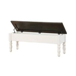 Steve Silver Joanna Storage Bench Dining, Two-Tone Ivory And Charcoal -Best Furniture Store 31e83K53dVL
