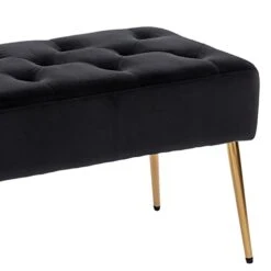 Button-Tufted Ottoman Bench, Upholstered Bedroom Benches Velvet Footrest Stool Accent Bench For Entryway Dining Room Living Room Bedroom End Of Bed, Black -Best Furniture Store 31eL3iv7RnS
