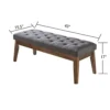 24KF Linen Upholstered Tufted Bench With Solid Wood Leg,Ottoman With Padded Seat-Dark Gray