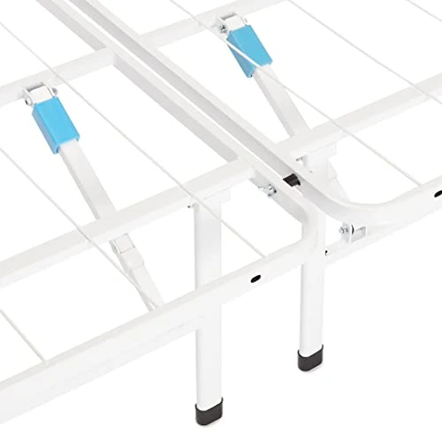 Foldable Metal Platform Bed Frame With Tool Free Setup, 14 Inches High, Queen, White 5 Foldable Metal Platform Bed Frame With Tool Free Setup, 14 Inches High, Queen, White - Image 5