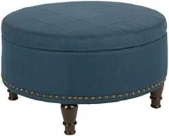 OSP Home Furnishings Augusta Round Storage Ottoman With Decorative Nailheads And Flip Over Lid With Serving Tray Surface, Espresso Faux Leather 16 OSP Home Furnishings Augusta Round Storage Ottoman With Decorative Nailheads And Flip Over Lid With Serving Tray Surface, Espresso Faux Leather -Best Furniture Store 31ecQkPRWcL. AC