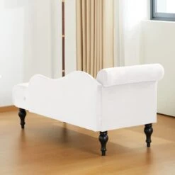 GENERIC Tufted Upholstered Velvet Rolled Arm Chaise Lounges Indoor Chair, Right Arm Facing Chaise Lounge With Nailhead Trim For Living Room Bedroom Office(White), 27.5D X 60.6W X 28.3H In -Best Furniture Store 31eiXf6I9pL