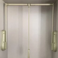 Pull Down Wardrobe Lift, Adjustable Closet Pull Down Rods Hanger For Hanging Clothes Soft-Close Clothes Storage Suitable For Wardrobe Interior Width,Khaki,33to45in