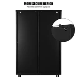 NANBERONE Pantry Cabenit, Display Cabinet Sideboard Bookcase With 2 Tampered Glass Doors & Adjustable Shelves, Storage Cabinet For Entryway Kitchen Living Room Dining Room Bathroom Office Black -Best Furniture Store 31f4wdMGmbL