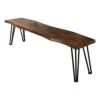 GENERIC Grey And Gunmetal Rectangular Hairpin-Leg Dining Bench Brown Solid Industrial Metal Wood Finish