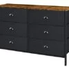 Larger 46.7''W 6 Drawer Dresser For Bedroom, Wide Fabric Dresser, Chest Dresser Organizer, Metal Handles, For Closet, Nursery, Living Room, Hallway - Black
