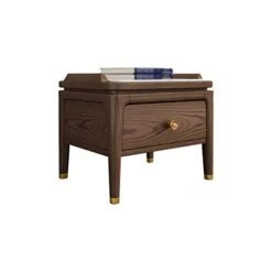 TOMYEUS Bedroom Nightstands Wood Bedside Table Storage Cabinet Modern Living Room Bedroom Bedside Shelf Height 18.50 Inches Beside Table For Living Room