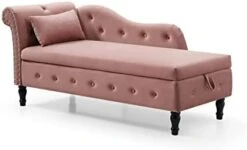 GENERIC Tufted Upholstered Velvet Rolled Arm Chaise Lounges Indoor Chair, Right Arm Facing Chaise Lounge With Nailhead Trim For Living Room Bedroom Office(White), 27.5D X 60.6W X 28.3H In -Best Furniture Store 31gd9ymfyHL. AC