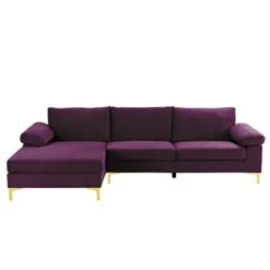 Casa Andrea Milano Modern Large Velvet Fabric Sectional Sofa Couch With Extra Wide Chaise Lounge With Golden Legs, L Shaped, Purple 9 Casa Andrea Milano Modern Large Velvet Fabric Sectional Sofa Couch With Extra Wide Chaise Lounge With Golden Legs, L Shaped, Purple -Best Furniture Store 31h5UFOrJbL