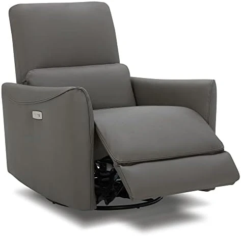 CHITA Power Recliner Swivel Glider, Upholstered Faux Leather Living Room Reclining Sofa Chair With Lumbar Support, Cognac Brown 11 CHITA Power Recliner Swivel Glider, Upholstered Faux Leather Living Room Reclining Sofa Chair With Lumbar Support, Cognac Brown - Image 11