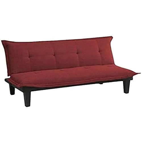 N/a Convertible Futon Couch Bed With Microfiber Upholstery And Wood Legs, Red 1 N/a Convertible Futon Couch Bed With Microfiber Upholstery And Wood Legs, Red