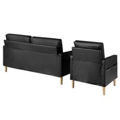 AILEEKISS Mid-Century Sectional Sofa Sets 3 Pieces Faux Leather Loveseat Couches With 2 USB Living Room Furniture Accent Arm Chairs For Small Space, Apartment, Office (1-Seater+1-Seater+3-Seater) -Best Furniture Store 31hfXG4u2KL