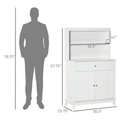 58" Kitchen Buffet, Dining Room With Drawers And Storage Cabinets, White 9 58" Kitchen Buffet, Dining Room With Drawers And Storage Cabinets, White -Best Furniture Store 31hotjCZLRL