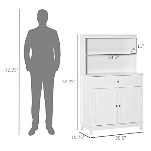 58" Kitchen Buffet, Dining Room With Drawers And Storage Cabinets, White 3 58" Kitchen Buffet, Dining Room With Drawers And Storage Cabinets, White - Image 3