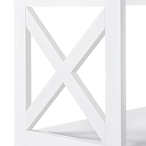 Topeakmart 42 Inch Long Console Sofa Table X Design Narrow Entryway Hallway Table W/ 3 Storage Shelves For Living Room, White 6 Topeakmart 42 Inch Long Console Sofa Table X Design Narrow Entryway Hallway Table W/ 3 Storage Shelves For Living Room, White - Image 6