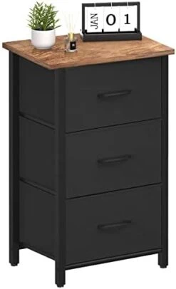 Nightstand With 3 Drawer Dresser, Small Dresser For Bedroom Storage Drawers Tower, Bedside Furniture Fabric Dressers & Chests Of Drawers Organizer Unit For Closet Hallway Office College Dorm -Best Furniture Store 31jBdB8g6L. AC