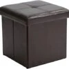 Simplify Folding Storage Ottoman, Toy Box Chest, Faux Leather,Tufted Padded Seating, Bench, Foot Rest, Stool, Single, Black