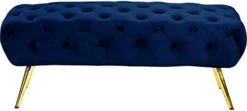 Meridian Furniture Amara Collection Modern | Contemporary Navy Velvet Upholstered Bench With Deep Button Tufting, Stainless Steel Legs With Gold Finish, 48" W X 20.5" D X 19" H, 13 Meridian Furniture Amara Collection Modern | Contemporary Navy Velvet Upholstered Bench With Deep Button Tufting, Stainless Steel Legs With Gold Finish, 48" W X 20.5" D X 19" H, -Best Furniture Store 31jUvWFPLvL. AC