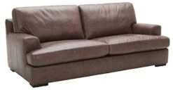 Amazon Brand – Stone & Beam Lauren Genuine Leather Down-Filled Oversized Sofa Couch, 89"W, Dark Brown