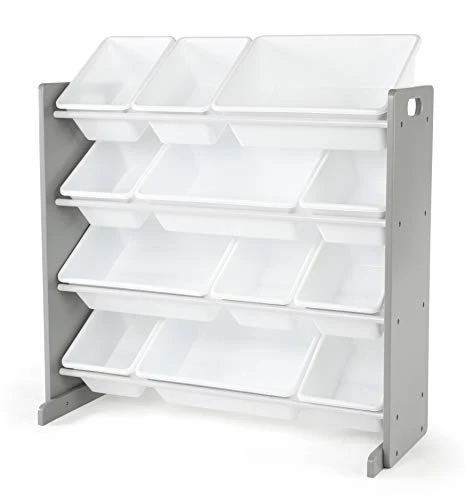 Humble Crew, Grey/White Kids Toy Organizer With 12 Storage Bins, Toddler & Kids Book Rack Storage Bookshelf, White/Pastel (Pastel Collection) 3 Humble Crew, Grey/White Kids Toy Organizer With 12 Storage Bins, Toddler & Kids Book Rack Storage Bookshelf, White/Pastel (Pastel Collection) - Image 3