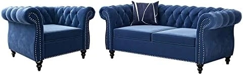 QHITTY 2 Piece Living Room Set, Sectional Chesterfield Sofa Chair Contemporary Upholstered Velvet Loveseat Couch Sets For Living Room, Bedroom, Office 6 QHITTY 2 Piece Living Room Set, Sectional Chesterfield Sofa Chair Contemporary Upholstered Velvet Loveseat Couch Sets For Living Room, Bedroom, Office - Image 6
