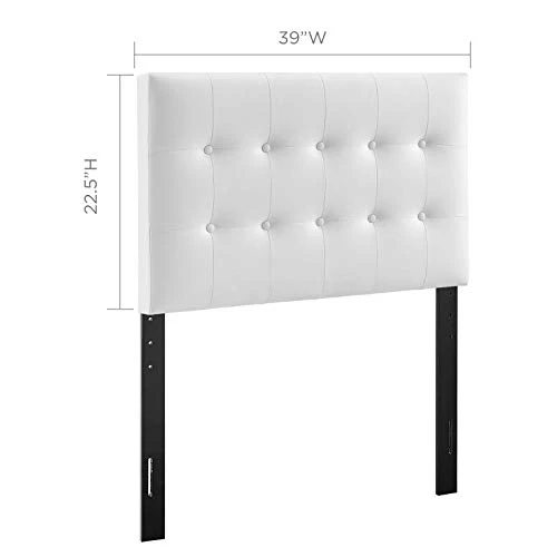 Emily Tufted Button Faux Leather Upholstered Twin Headboard In White 2 Emily Tufted Button Faux Leather Upholstered Twin Headboard In White - Image 2