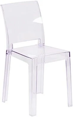 Flash Furniture Emilie Ghost Chair With Square Back In Transparent Crystal -Best Furniture Store 31kKGwQ5qL. AC