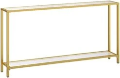 HOOBRO 55.1" Gold Console Table, Narrow Tempered Glass Entryway Table, Sofa Table Behind Couch, Modern Style, Metal Frame, Hallway, Living Room, Gold GD06XG01 -Best Furniture Store 31kYQf1vtL. AC