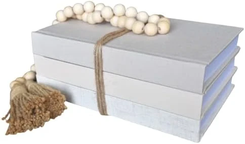 Kigan Home Linen Covered Decorative Books, Set Of 3 (Pearl White) - Fabric Covered Book Set Home Decor For Shelves, Fireplace Mantel, Coffee Table, Console/Bedside Table Or Farmhouse Tiered Tray 5 Kigan Home Linen Covered Decorative Books, Set Of 3 (Pearl White) - Fabric Covered Book Set Home Decor For Shelves, Fireplace Mantel, Coffee Table, Console/Bedside Table Or Farmhouse Tiered Tray - Image 5