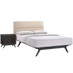 Addison Mid-Century Modern Platform Queen Size Bed And Two Nightstands In Black Gray 22 Addison Mid-Century Modern Platform Queen Size Bed And Two Nightstands In Black Gray -Best Furniture Store 31kZxaJ5ghL