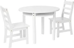 Lipper International Child's Round Table With Shelf And 2 Chairs, White